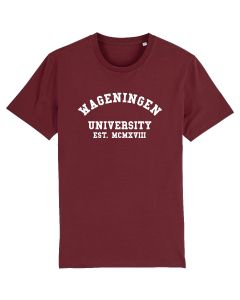 T-shirt Biologisch Katoen Wageningen University Unisex Burgundy